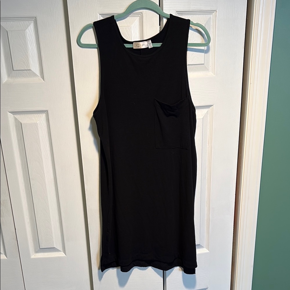 RD Style Black Sleeveless Tank Top with Chest Pocket